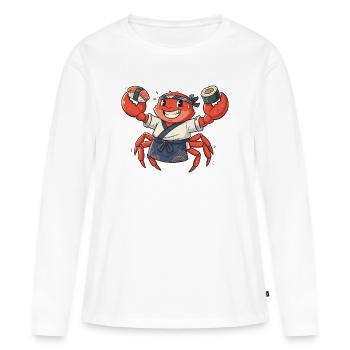 Krabben Sushi-Koch mit Kopfbedeckung - Frauen Premium Bio Langarmshirt - Weiß - Vorne - Julia (174cm)