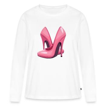 High Heels Schuhe - Frauen Premium Bio Langarmshirt - Weiß - Vorne - Julia (174cm)