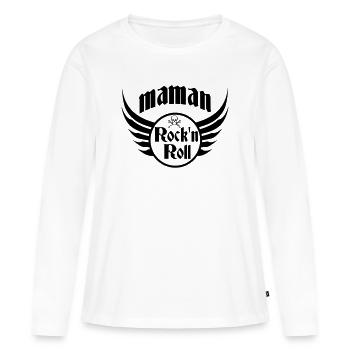Mom Rock and Roll Skull Wings - Women's Premium Organic Long Sleeve Shirt - white - Front - Julia (174cm)