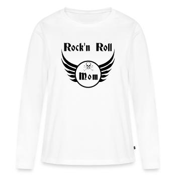 Mom Rock and Roll Skull Wings - Women's Premium Organic Long Sleeve Shirt - white - Front - Julia (174cm)