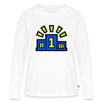 Sieger Podest Platz 1 Champion - Frauen Premium Bio Langarmshirt - Weiß - Vorne - Julia (174cm)