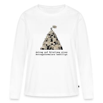 Demande de formulaire de demande - T-shirt manches longues Premium bio Femme - blanc - Devant - Julia (174cm)