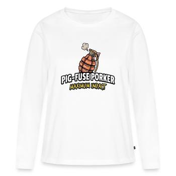 Maximaler Auswirkung von Schweine-Fusion - Frauen Premium Bio Langarmshirt - Weiß - Vorne - Julia (174cm)