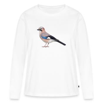Realistischer Eichelhäher - Frauen Premium Bio Langarmshirt - Weiß - Vorne - Julia (174cm)