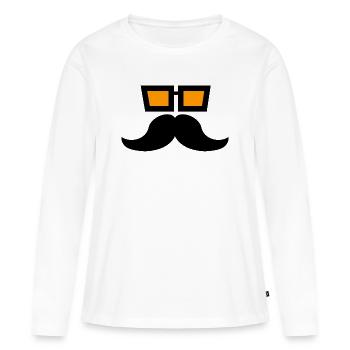 moustache - T-shirt manches longues Premium bio Femme - blanc - Devant - Julia (174cm)