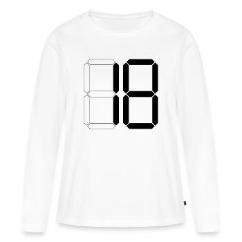 NUMÉRO 18 Dix-huit cadeaux d’anniversaire numérique - T-shirt manches longues Premium bio Femme - blanc - Devant - Julia (174cm)
