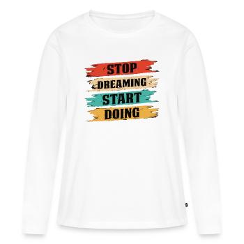 start - T-shirt manches longues Premium bio Femme - blanc - Devant - Julia (174cm)