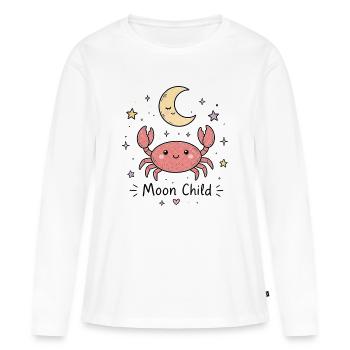 Astro Cancer – Enfant de la Lune - T-shirt manches longues Premium bio Femme - blanc - Devant - Julia (174cm)