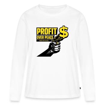 Satire du profit contre la paix - T-shirt manches longues Premium bio Femme - blanc - Devant - Julia (174cm)