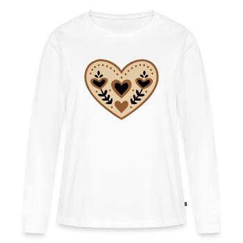 Costume traditionnel folklorique en forme de cœur pour la fête des mères - T-shirt manches longues Premium bio Femme - blanc - Devant - Julia (174cm)
