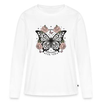 Femmes subtiles antifascistes FCK NZS - T-shirt manches longues Premium bio Femme - blanc - Devant - Julia (174cm)