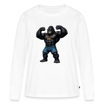 King Gorilla Bling - T-shirt manches longues Premium bio Femme - blanc - Devant - Julia (174cm)