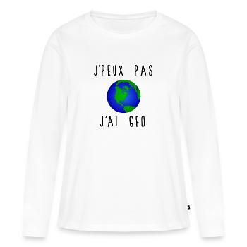 J'peux Pas J'ai Géo Terre - T-shirt manches longues Premium bio Femme - blanc - Devant - Julia (174cm)