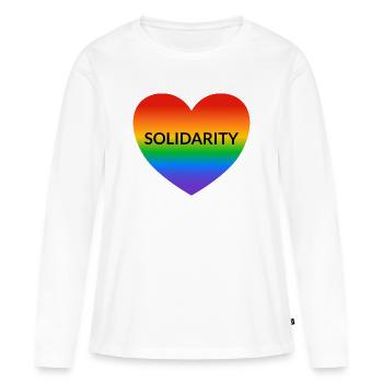 Solidarity Rainbow Heart LGBT Safe Space Gay Ally - Frauen Premium Bio Langarmshirt - Weiß - Vorne - Julia (174cm)