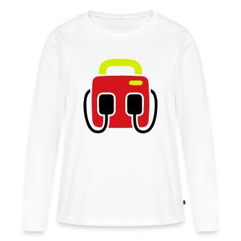 Défibrillateur AED Premiers secours - T-shirt manches longues Premium bio Femme - blanc - Devant - Julia (174cm)