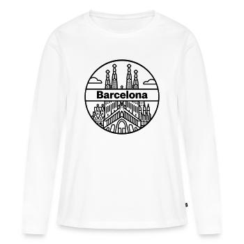 Barcelone - T-shirt manches longues Premium bio Femme - blanc - Devant - Julia (174cm)