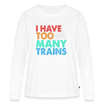 Modelleisenbahn Modellbau Modellbauer - Frauen Premium Bio Langarmshirt - Weiß - Vorne - Julia (174cm)