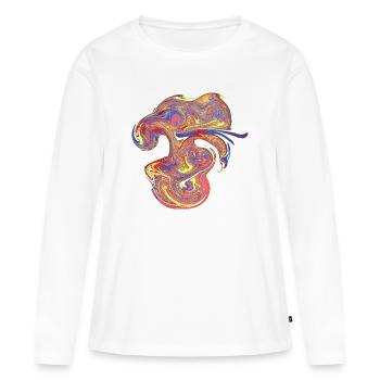 Psychedelische Marmor-Wirbel - Frauen Premium Bio Langarmshirt - Weiß - Vorne - Julia (174cm)