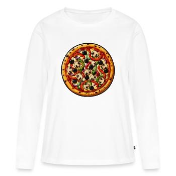Pizza Pop Art: Colorful toppings - Women's Premium Organic Long Sleeve Shirt - white - Front - Julia (174cm)
