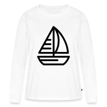 Boot - Frauen Premium Bio Langarmshirt - Weiß - Vorne - Julia (174cm)