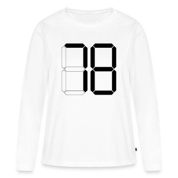 NUMÉRO 78 Soixante-dix-huit Cadeaux Numérique - T-shirt manches longues Premium bio Femme - blanc - Devant - Julia (174cm)