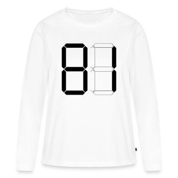 NUMÉRO 81 Quatre-vingt-et-un Cadeaux Numériques - T-shirt manches longues Premium bio Femme - blanc - Devant - Julia (174cm)