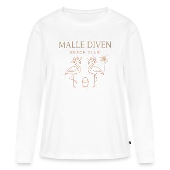 Malle Diven Beach Club Flamingo Mallorca Party  - Frauen Premium Bio Langarmshirt - Weiß - Vorne - Julia (174cm)