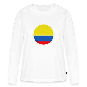 Drapeau rond de la Colombie - T-shirt manches longues Premium bio Femme - blanc - Devant - Julia (174cm)