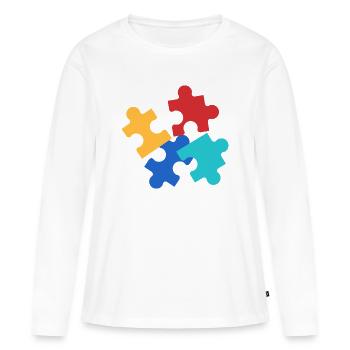 Bunte Puzzleteile Collage - Frauen Premium Bio Langarmshirt - Weiß - Vorne - Julia (174cm)