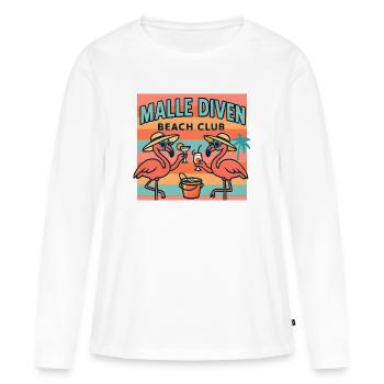 Malle Diven Beach Club Flamingo Mallorca Party  - Frauen Premium Bio Langarmshirt - Weiß - Vorne - Julia (174cm)