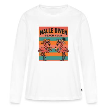 Malle Diven Beach Club Flamingo Mallorca Party  - Frauen Premium Bio Langarmshirt - Weiß - Vorne - Julia (174cm)