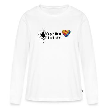 Gegen Hass Für Liebe Motiv für Aktivisten & Pride - Frauen Premium Bio Langarmshirt - Weiß - Vorne - Julia (174cm)