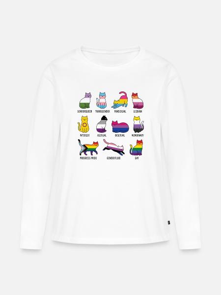 LGBTQ-Pride-Monat – Rainbow Cats - Frauen Premium Bio Langarmshirt - Weiß