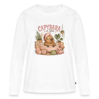 Capybara Spa Auszeit - Frauen Premium Bio Langarmshirt - Weiß - Vorne - Julia (174cm)