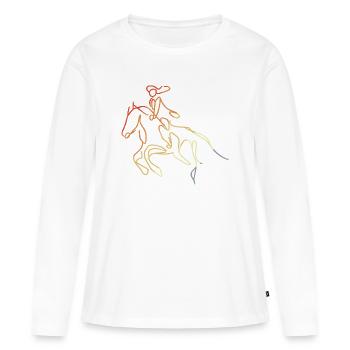 Reiter Mädchen Skizze - Frauen Premium Bio Langarmshirt - Weiß - Vorne - Julia (174cm)