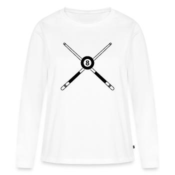 Gekreuzte Billardstäbe Acht-Kugel-Queue - Frauen Premium Bio Langarmshirt - Weiß - Vorne - Julia (174cm)