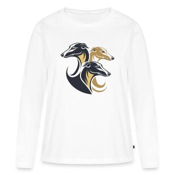 Triple Greyhounds Silhouette - Women's Premium Organic Long Sleeve Shirt - white - Front - Julia (174cm)