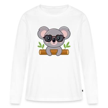 Chic koala on log with glasses - Women's Premium Organic Long Sleeve Shirt - white - Front - Julia (174cm)