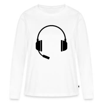 Headset mit Mikrofon - Frauen Premium Bio Langarmshirt - Weiß - Vorne - Julia (174cm)