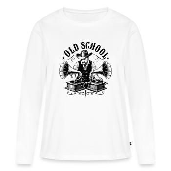 Un DJ old school avec gramophone - T-shirt manches longues Premium bio Femme - blanc - Devant - Julia (174cm)