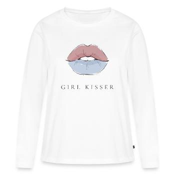 LGBTQ Pride Month - Lesbian Pride - Girl Kisser - Women's Premium Organic Long Sleeve Shirt - white - Front - Julia (174cm)