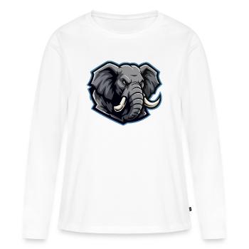 Elefantenkopf Maskottchen-Logo - Frauen Premium Bio Langarmshirt - Weiß - Vorne - Julia (174cm)