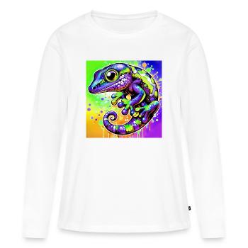 Gecko - T-shirt manches longues Premium bio Femme - blanc - Devant - Julia (174cm)