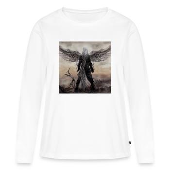 Gardien Ailé dans la Brume - T-shirt manches longues Premium bio Femme - blanc - Devant - Julia (174cm)