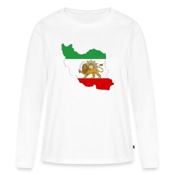 Le drapeau unisexe du Lion & Soleil, Perse, Iran - T-shirt manches longues Premium bio Femme - blanc - Devant - Julia (174cm)