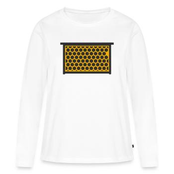 Logo de la vente de miel de l’apiculteur en nid d’abeille en nid d’abeille - T-shirt manches longues Premium bio Femme - blanc - Devant - Julia (174cm)