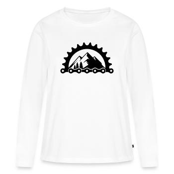VTT Vélo – Logo du plateau - T-shirt manches longues Premium bio Femme - blanc - Devant - Julia (174cm)