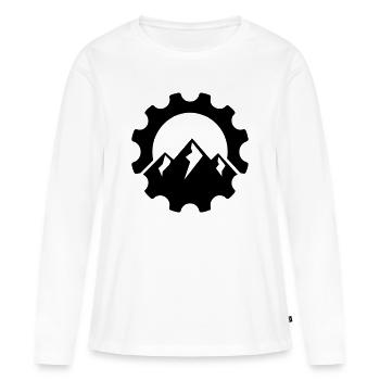 Plateau de montagne – Logo du vélo VTT - T-shirt manches longues Premium bio Femme - blanc - Devant - Julia (174cm)