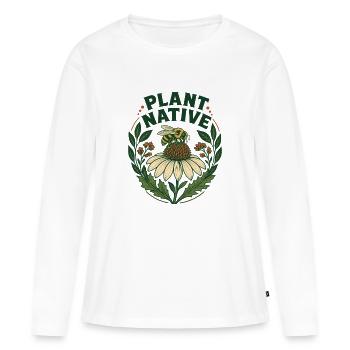Plantez un jardin indigène des abeilles et des échinaces - T-shirt manches longues Premium bio Femme - blanc - Devant - Julia (174cm)