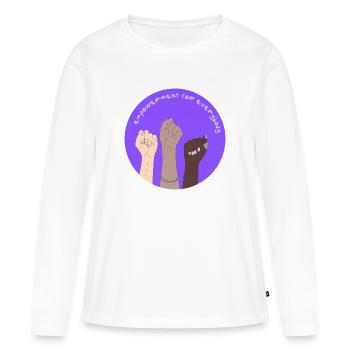 Autonomisation pour tous - T-shirt manches longues Premium bio Femme - blanc - Devant - Julia (174cm)